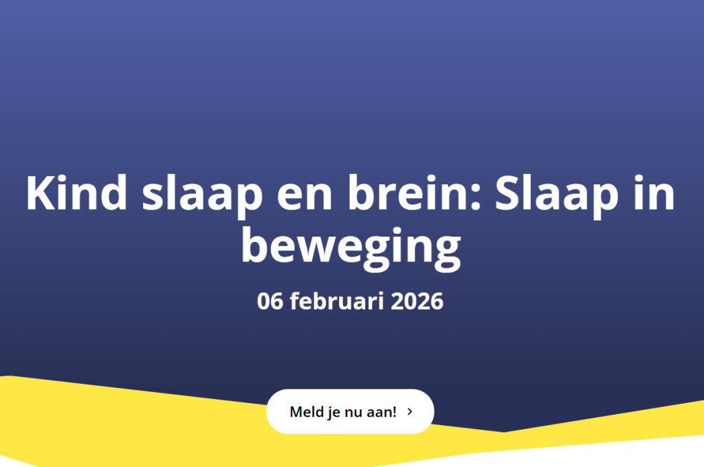 screenshot van de webpage kind slaap en brein in blauw en geel